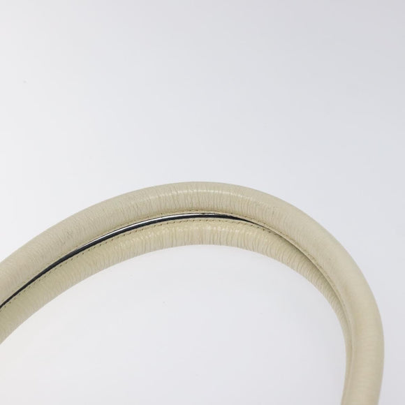 Salvatore Ferragamo Gancini Shoulder Bag Leather White Silver Auth KD545