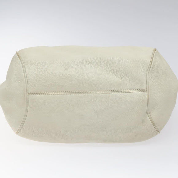 Salvatore Ferragamo Gancini Shoulder Bag Leather White Silver Auth KD545