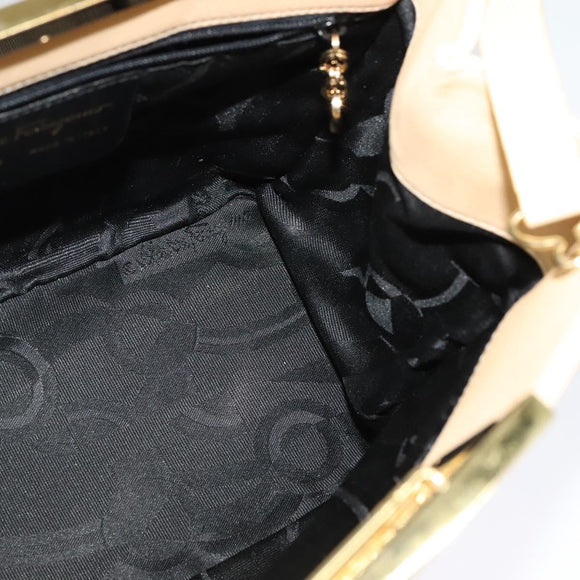 Salvatore Ferragamo Hand Bag Leather 2way Beige Gold Auth KD546