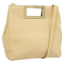 Salvatore Ferragamo Hand Bag Leather 2way Beige Gold Auth KD546-1
