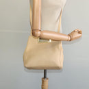 Salvatore Ferragamo Hand Bag Leather 2way Beige Gold Auth KD546-21