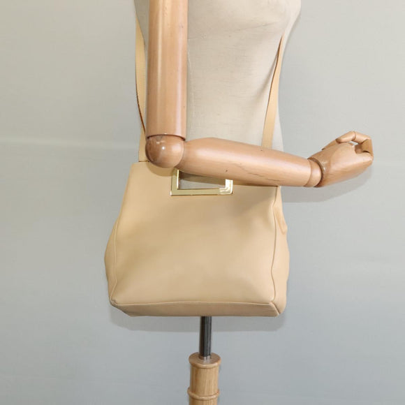 Salvatore Ferragamo Hand Bag Leather 2way Beige Gold Auth KD546