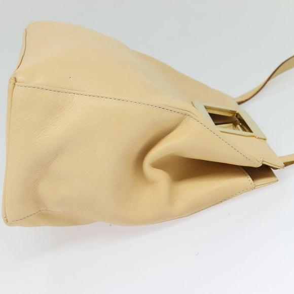 Salvatore Ferragamo Hand Bag Leather 2way Beige Gold Auth KD546