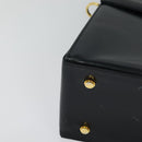 Salvatore Ferragamo Gancini Hand Bag Leather 2way Black Gold Auth KD547-15