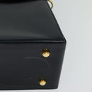 Salvatore Ferragamo Gancini Hand Bag Leather 2way Black Gold Auth KD547-8