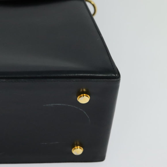 Salvatore Ferragamo Gancini Hand Bag Leather 2way Black Gold Auth KD547