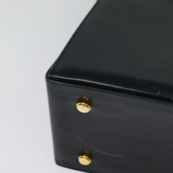 Salvatore Ferragamo Gancini Hand Bag Leather 2way Black Gold Auth KD547