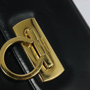 Salvatore Ferragamo Gancini Hand Bag Leather 2way Black Gold Auth KD547-18