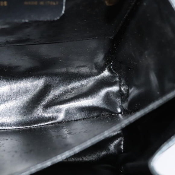 Salvatore Ferragamo Gancini Hand Bag Leather 2way Black Gold Auth KD547