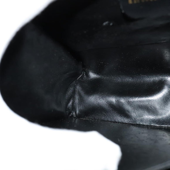 Salvatore Ferragamo Gancini Hand Bag Leather 2way Black Gold Auth KD547