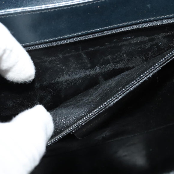 Salvatore Ferragamo Gancini Hand Bag Leather 2way Black Gold Auth KD547