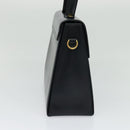 Salvatore Ferragamo Gancini Hand Bag Leather 2way Black Gold Auth KD547-3