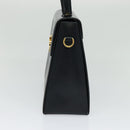 Salvatore Ferragamo Gancini Hand Bag Leather 2way Black Gold Auth KD547-4