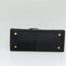 Salvatore Ferragamo Gancini Hand Bag Leather 2way Black Gold Auth KD547-5