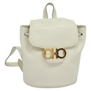 Salvatore Ferragamo Gancini Backpack Leather White Gold Auth KD549-1
