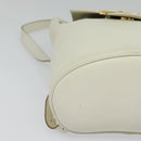 Salvatore Ferragamo Gancini Backpack Leather White Gold Auth KD549-14