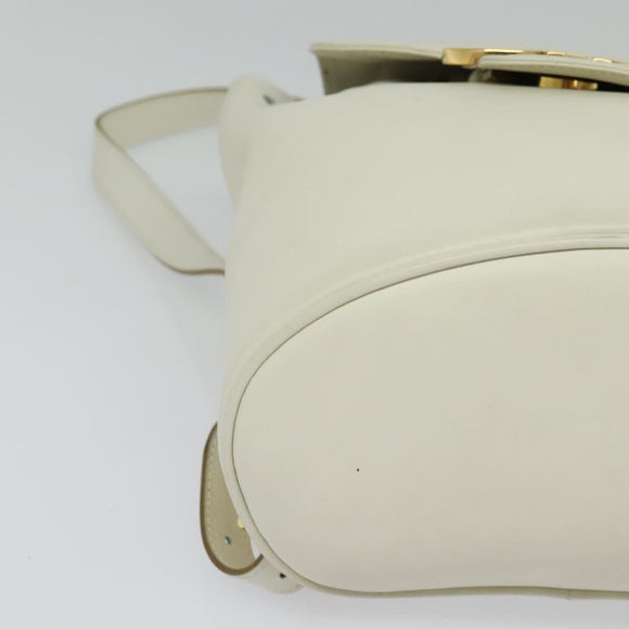 Salvatore Ferragamo Gancini Backpack Leather White Gold Auth KD549