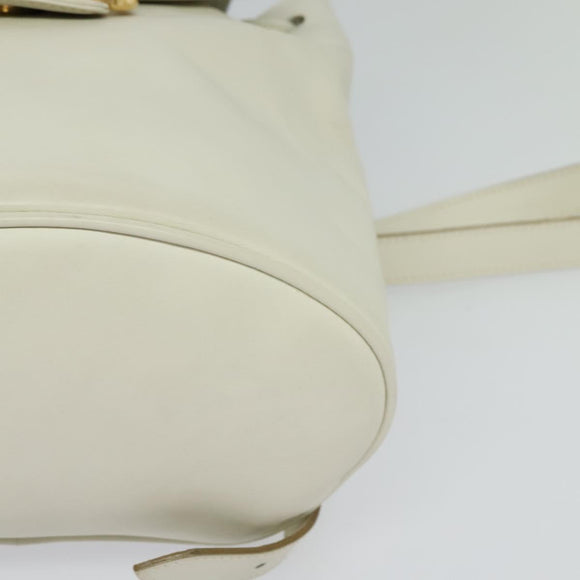Salvatore Ferragamo Gancini Backpack Leather White Gold Auth KD549