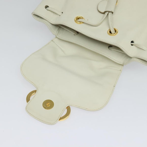 Salvatore Ferragamo Gancini Backpack Leather White Gold Auth KD549