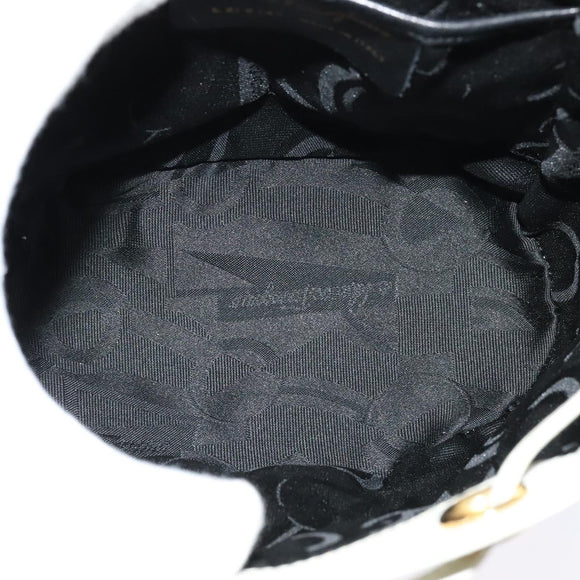 Salvatore Ferragamo Gancini Backpack Leather White Gold Auth KD549