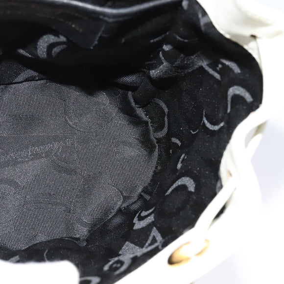 Salvatore Ferragamo Gancini Backpack Leather White Gold Auth KD549