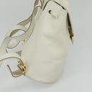 Salvatore Ferragamo Gancini Backpack Leather White Gold Auth KD549-4