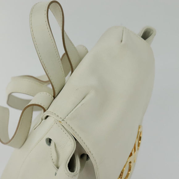 Salvatore Ferragamo Gancini Backpack Leather White Gold Auth KD549