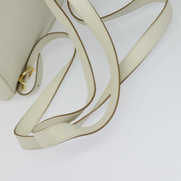 Salvatore Ferragamo Gancini Backpack Leather White Gold Auth KD549