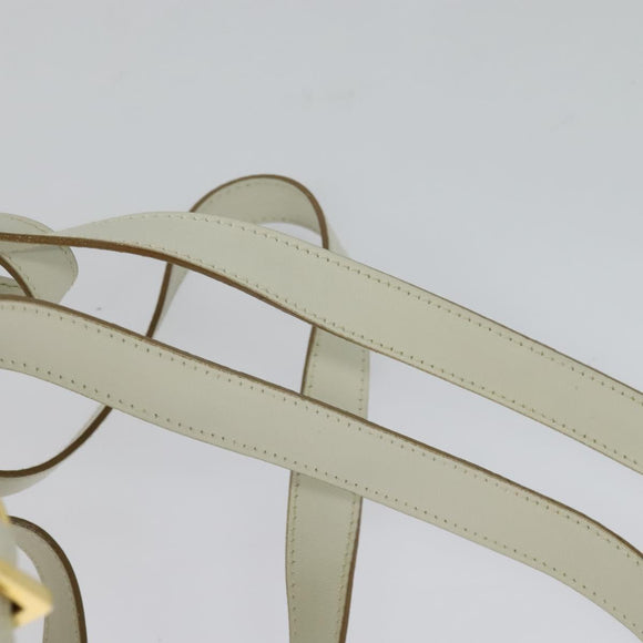 Salvatore Ferragamo Gancini Backpack Leather White Gold Auth KD549