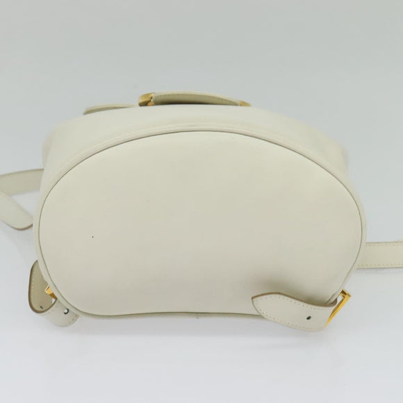 Salvatore Ferragamo Gancini Backpack Leather White Gold Auth KD549