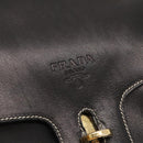 PRADA Shoulder Bag Leather Black Gold Auth KD552V-10
