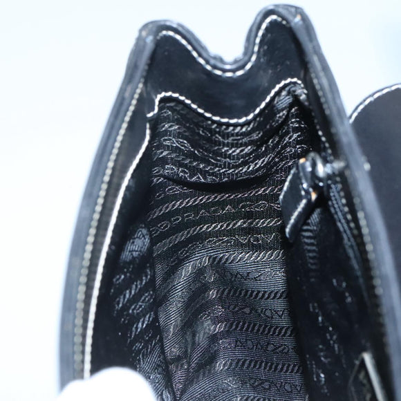 PRADA Shoulder Bag Leather Black Gold Auth KD552V