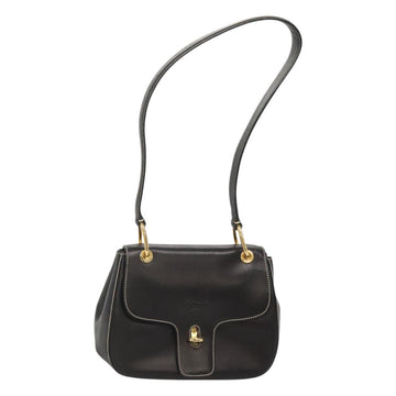 PRADA Shoulder Bag Leather Black Gold Auth KD552V