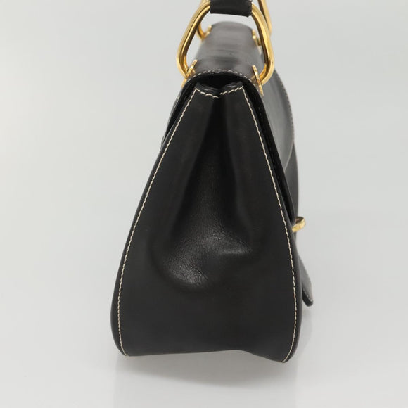 PRADA Shoulder Bag Leather Black Gold Auth KD552V
