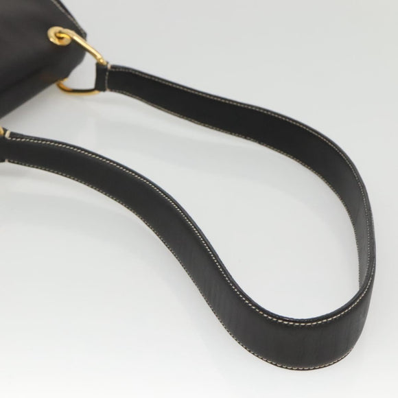 PRADA Shoulder Bag Leather Black Gold Auth KD552V