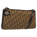 Christian Dior Trotter Canvas Shoulder Bag Brown Gold Auth KD554-1