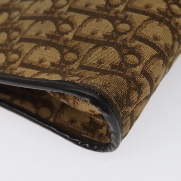 Christian Dior Trotter Canvas Shoulder Bag Brown Gold Auth KD554