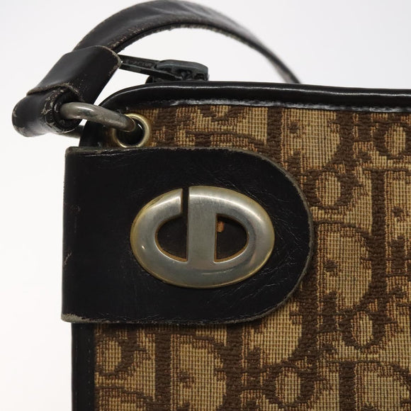 Christian Dior Trotter Canvas Shoulder Bag Brown Gold Auth KD554