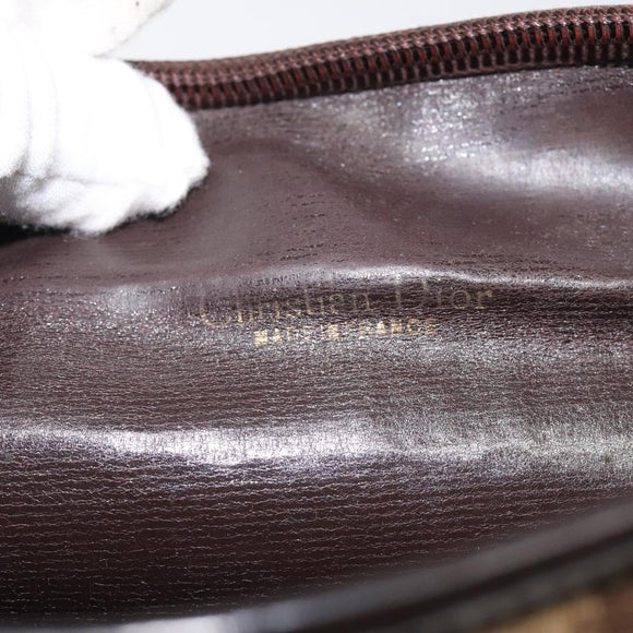 Christian Dior Trotter Canvas Shoulder Bag Brown Gold Auth KD554