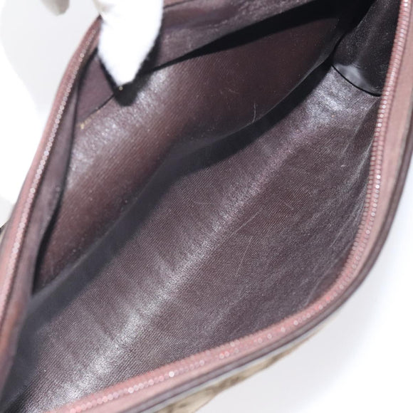 Christian Dior Trotter Canvas Shoulder Bag Brown Gold Auth KD554