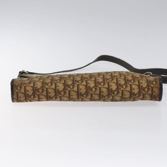 Christian Dior Trotter Canvas Shoulder Bag Brown Gold Auth KD554