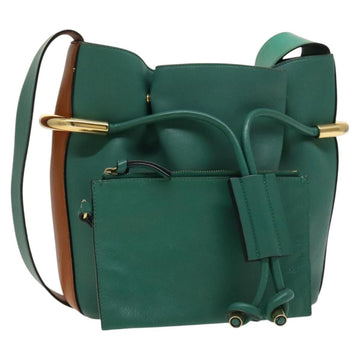 Chloe Emma Shoulder Bag Leather Green Gold Auth KD559