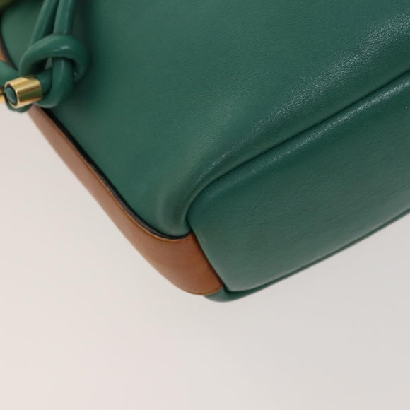 Chloe Emma Shoulder Bag Leather Green Gold Auth KD559