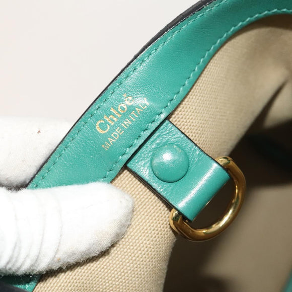 Chloe Emma Shoulder Bag Leather Green Gold Auth KD559
