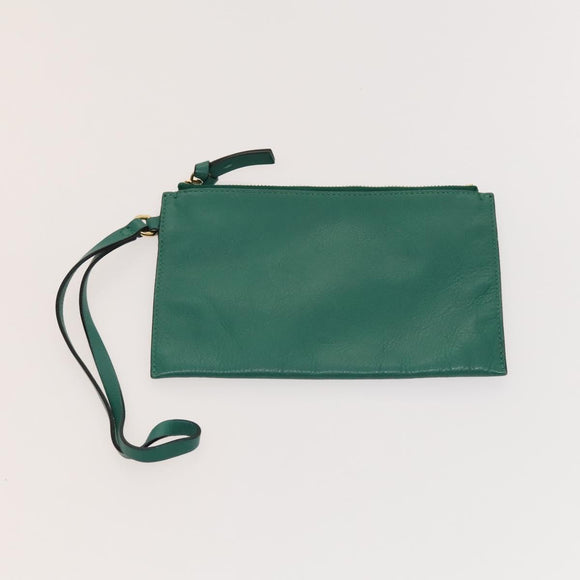 Chloe Emma Shoulder Bag Leather Green Gold Auth KD559