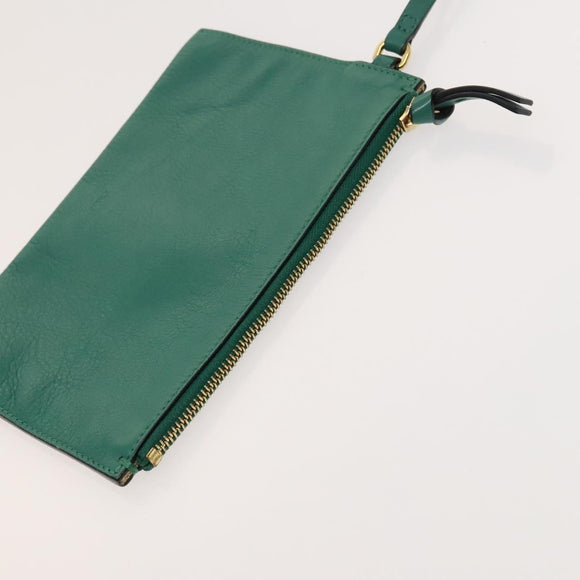 Chloe Emma Shoulder Bag Leather Green Gold Auth KD559