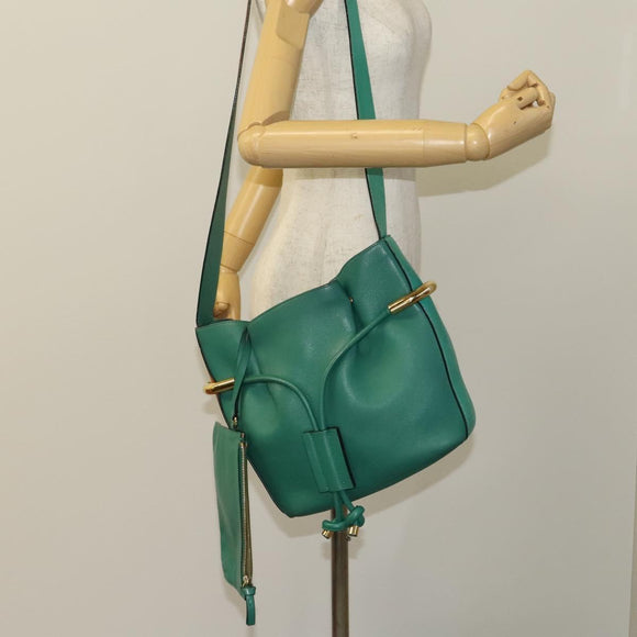 Chloe Emma Shoulder Bag Leather Green Gold Auth KD559