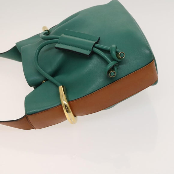 Chloe Emma Shoulder Bag Leather Green Gold Auth KD559