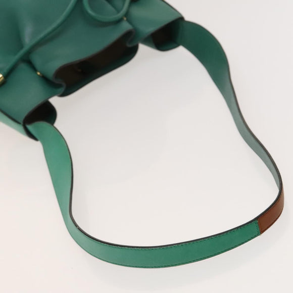 Chloe Emma Shoulder Bag Leather Green Gold Auth KD559