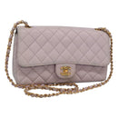 CHANEL Matelasse Chain Shoulder Bag Nylon Purple Gold CC Auth KD560-1